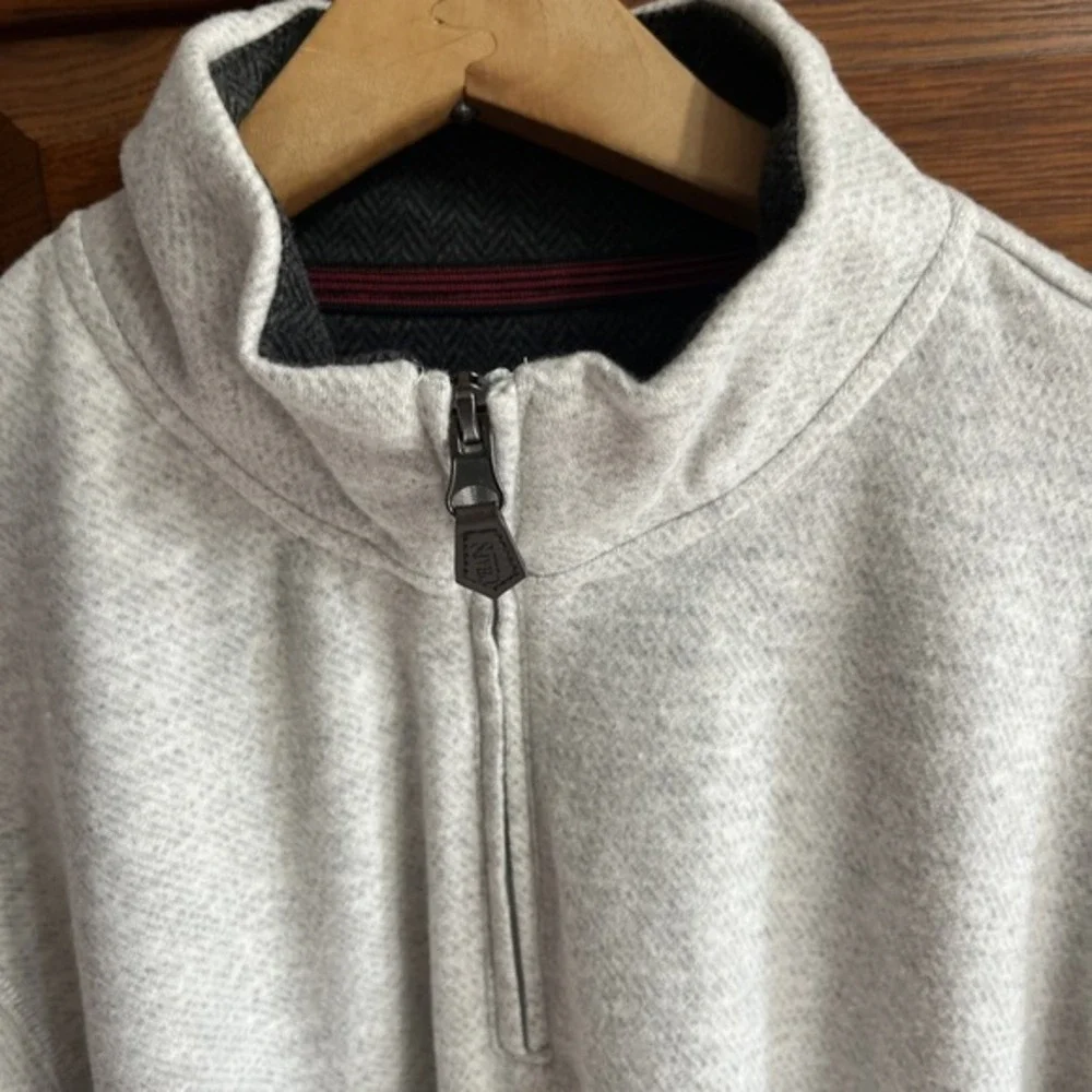 Chaps Mens Soft‎ Gray Sweater Pull-over Large Long Sleeve Quarter Zip